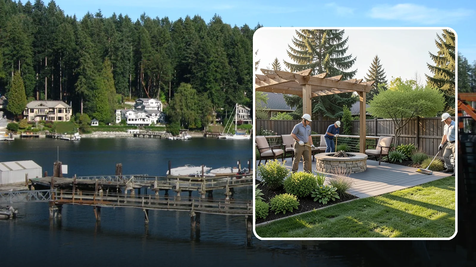 Deck Landscaping in Gig Harbor, Pierce County, WA - We integrate decks with surrounding plantings, borders, and features to create a seamless outdoor living space.