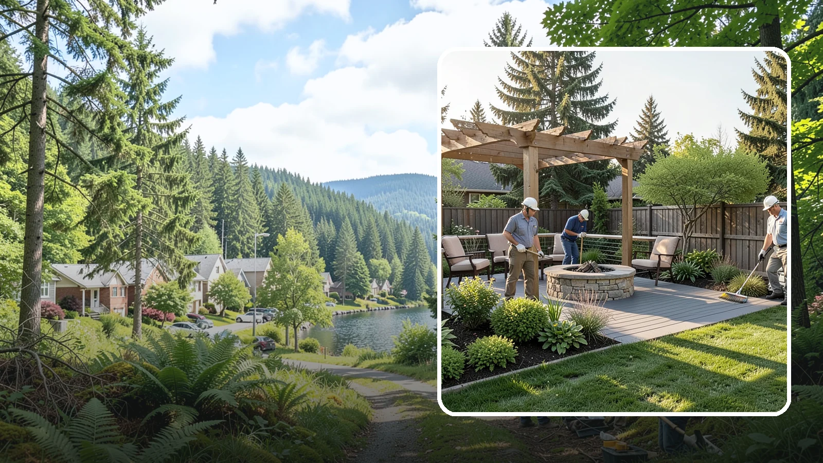 Deck Landscaping in Lake Forest Park, King County, WA - We integrate decks with surrounding plantings, borders, and features to create a seamless outdoor living space.