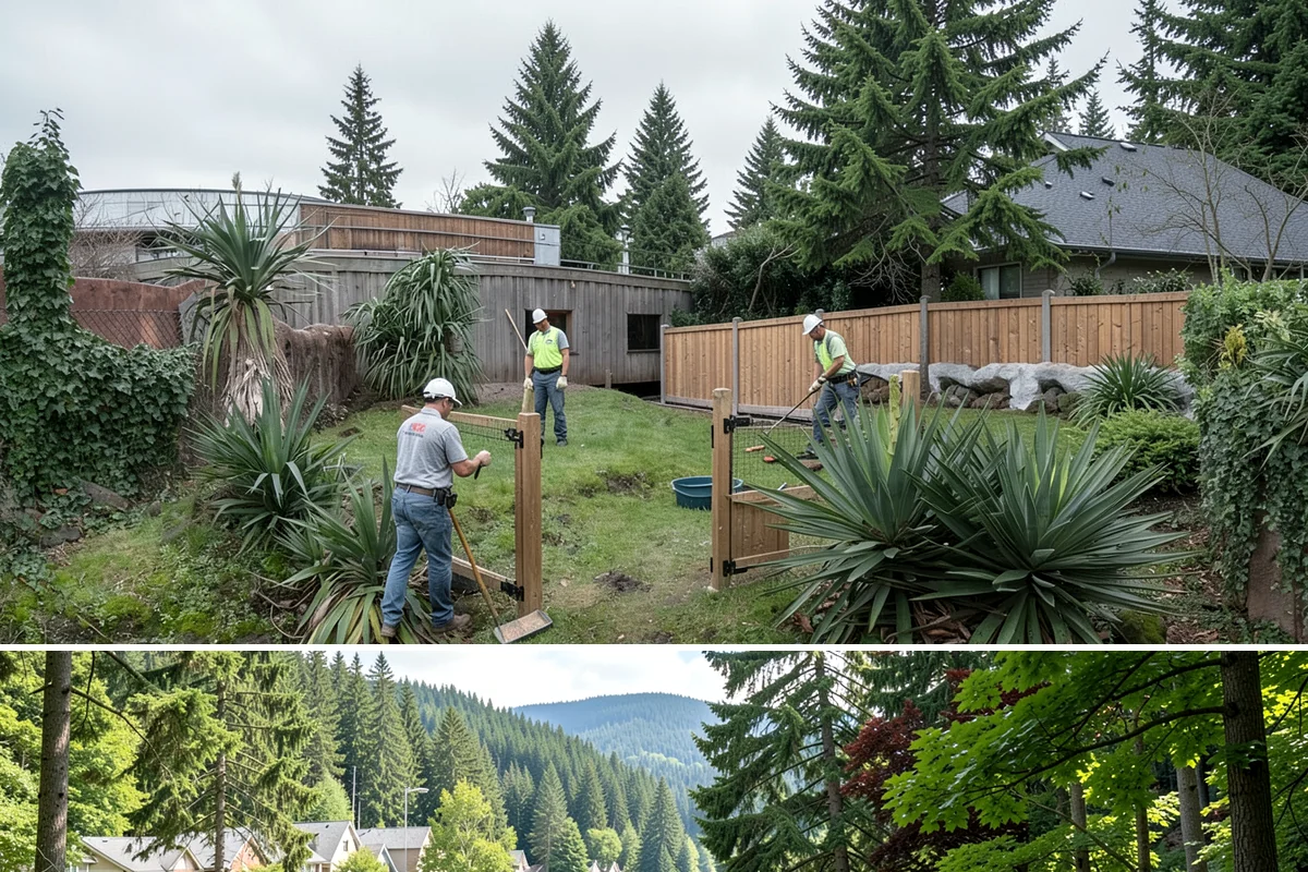 Deck Landscaping in Lake Forest Park, King County, WA - Spring and fall planting takes advantage of cool, damp Northwest weather so borders around the deck establish before summer.