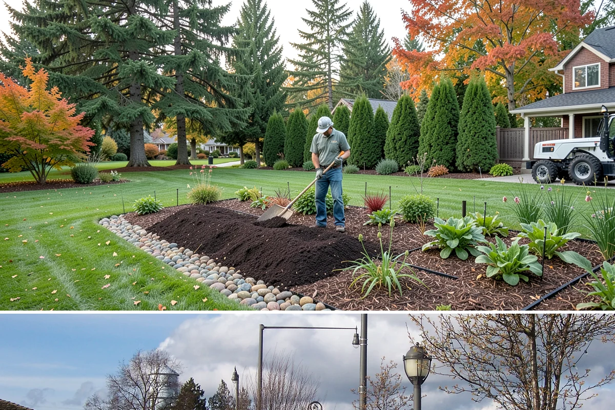 Deck Landscaping in Marysville, Snohomish County, WA - Spring and fall planting takes advantage of cool, damp Northwest weather so borders around the deck establish before summer.