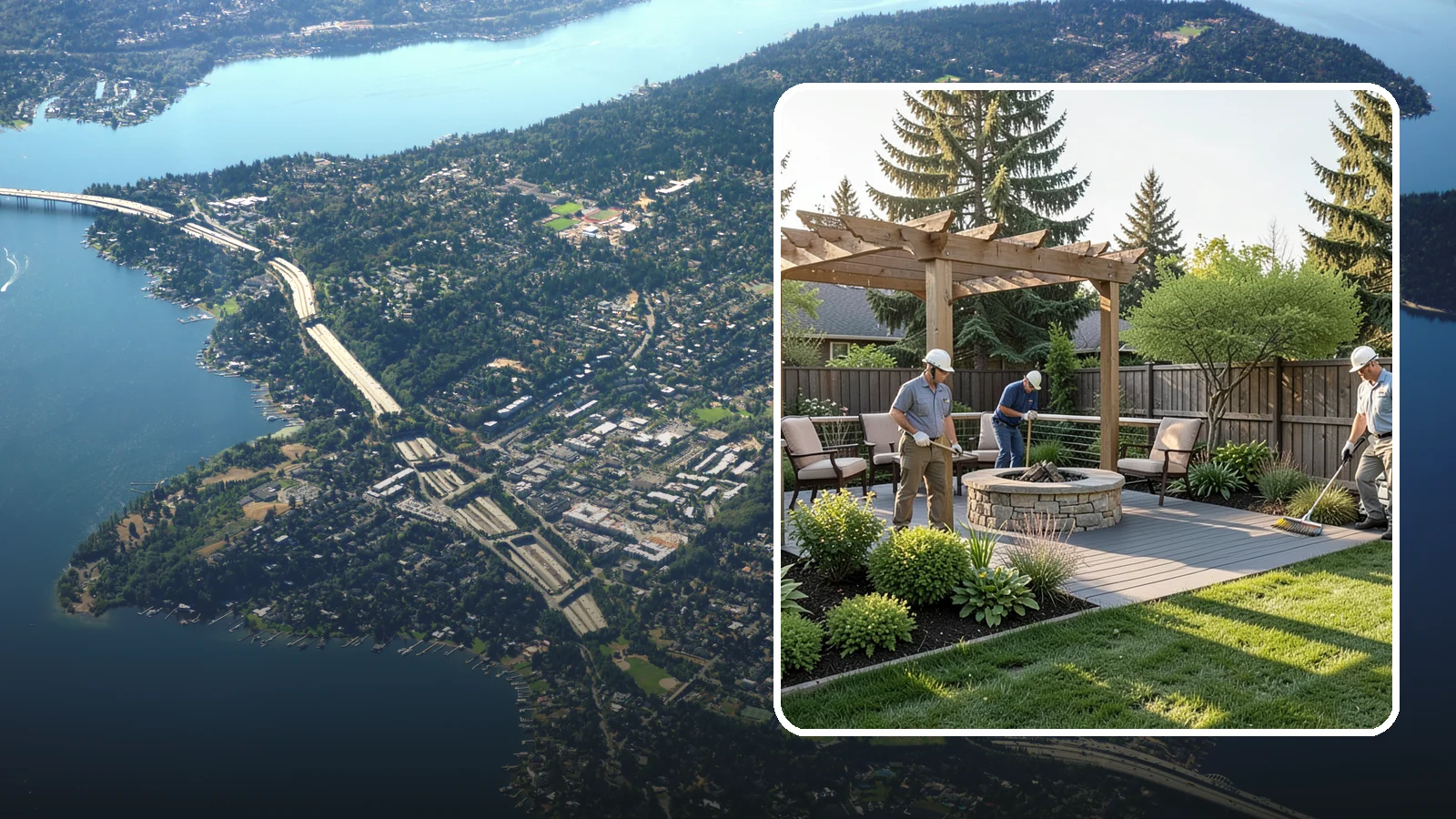 Deck Landscaping in Mercer Island, King County, WA - We integrate decks with surrounding plantings, borders, and features to create a seamless outdoor living space.