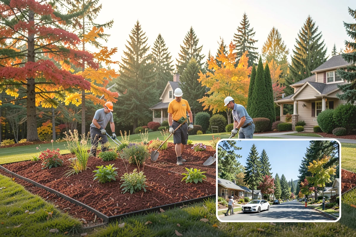 Deck Landscaping in Orting, Pierce County, WA - Seamless transition between deck and garden