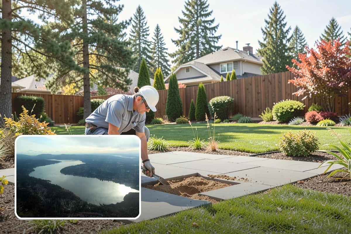 Deck Landscaping in Sammamish, King County, WA - Seamless transition between deck and garden