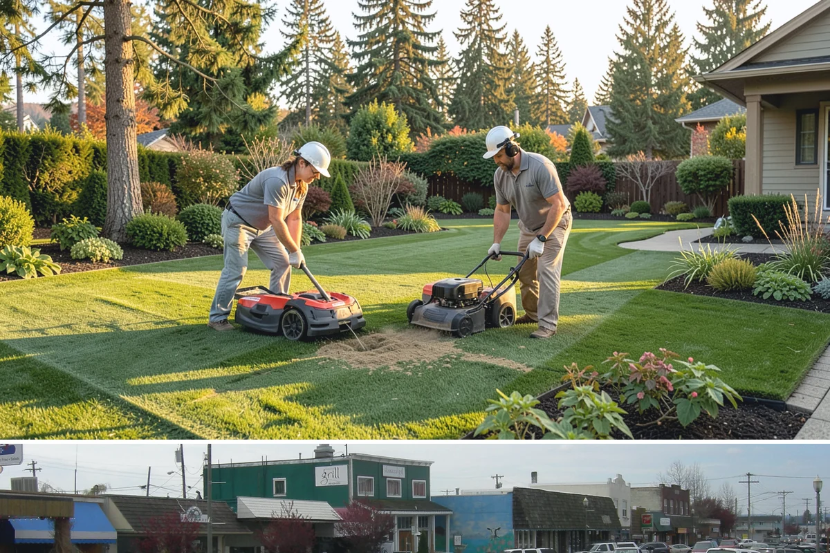 Deck Landscaping in Stanwood, Snohomish County, WA - Spring and fall planting takes advantage of cool, damp Northwest weather so borders around the deck establish before summer.