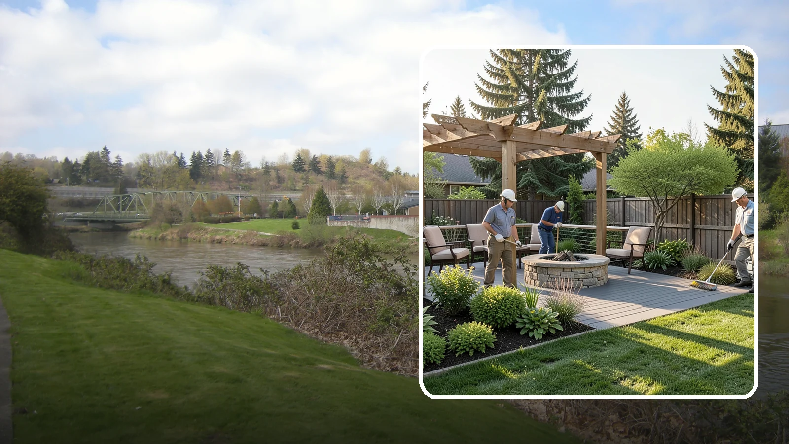 Deck Landscaping in Tukwila, King County, WA - We integrate decks with surrounding plantings, borders, and features to create a seamless outdoor living space.