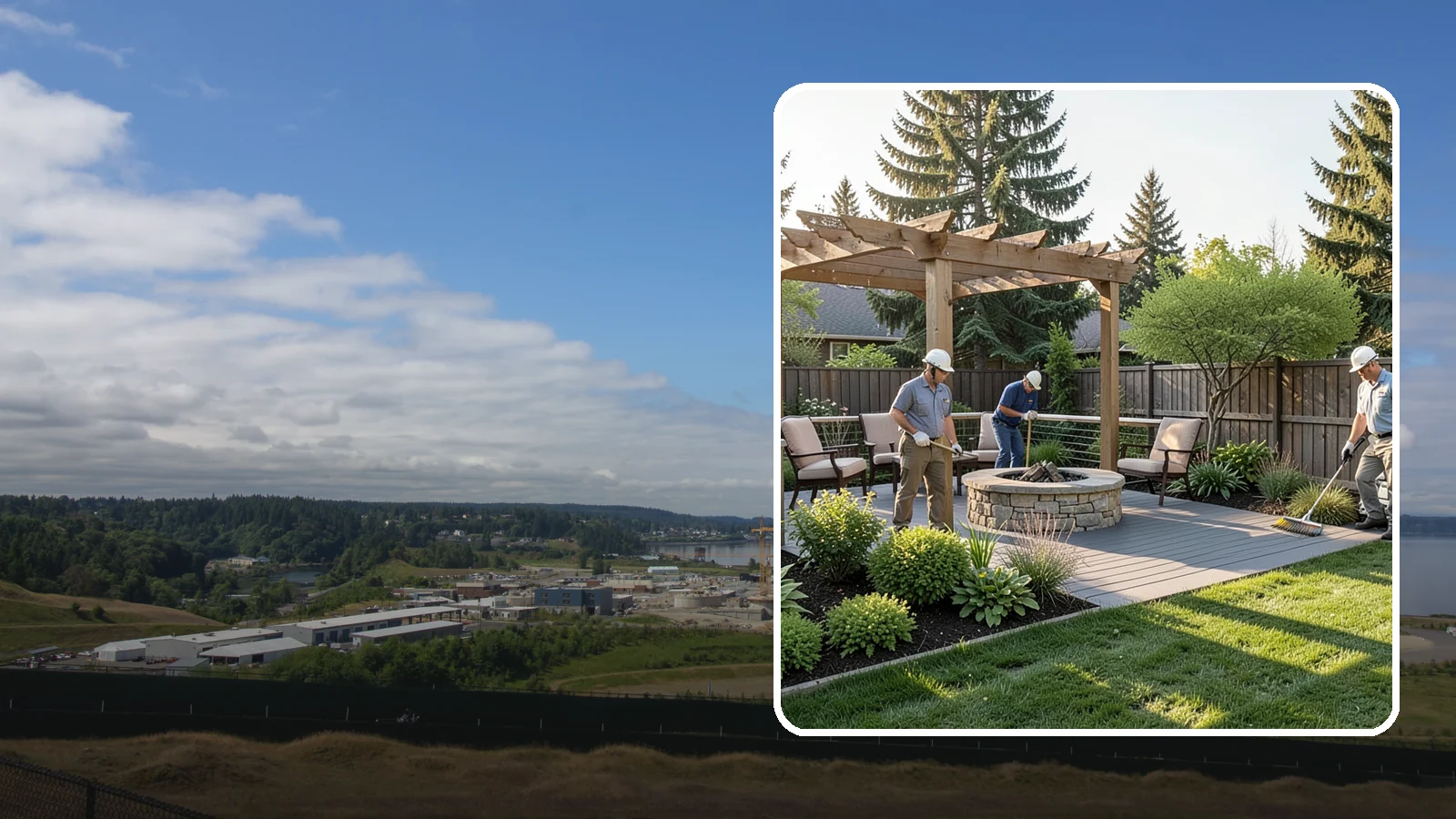 Deck Landscaping in University Place, Pierce County, WA - We integrate decks with surrounding plantings, borders, and features to create a seamless outdoor living space.