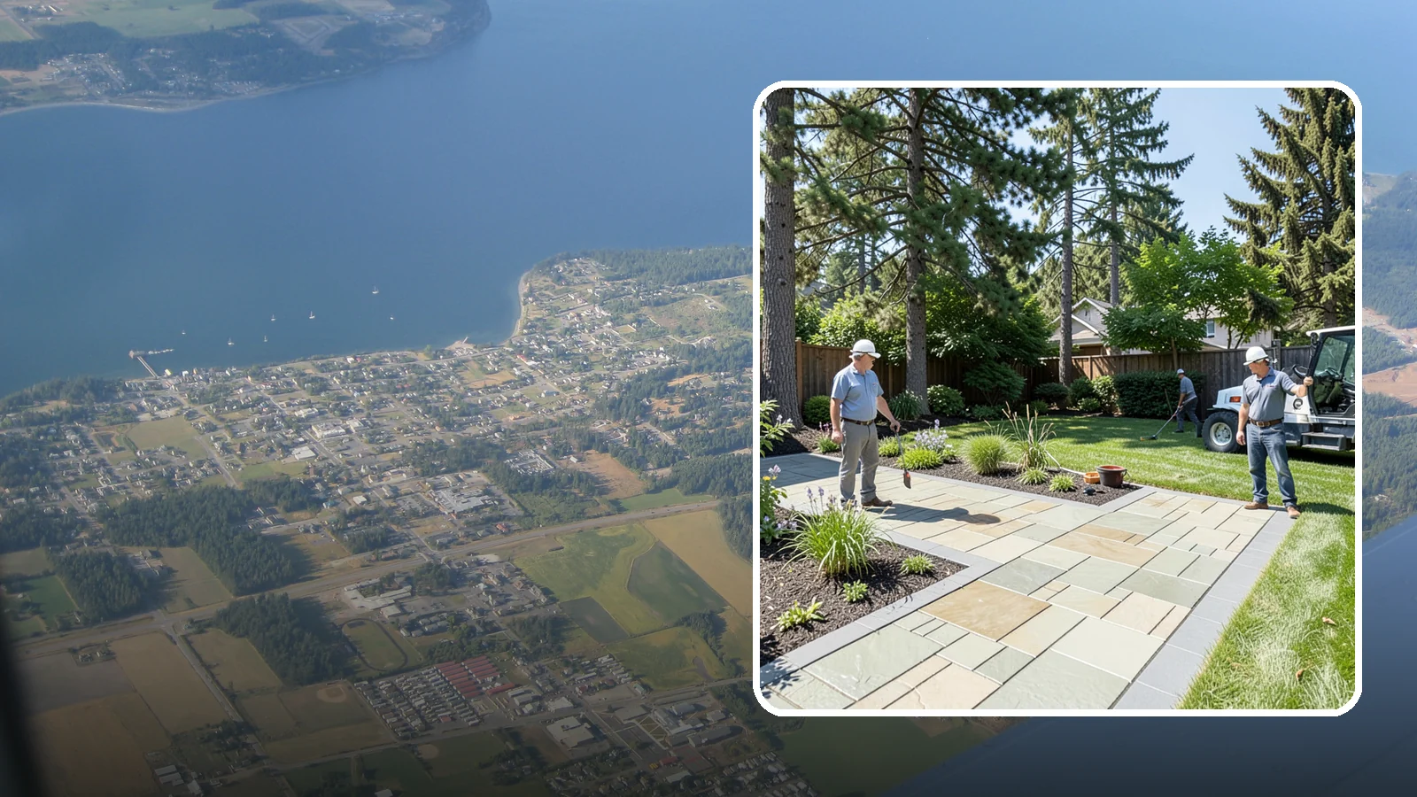 Decorative Concrete in Coupeville, Island County, WA - We transform plain gray slabs into custom decorative concrete surfaces sealed to withstand constant Northwest moisture.