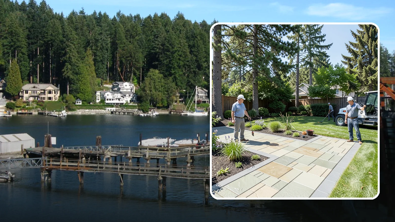 Decorative Concrete in Gig Harbor, Pierce County, WA - We transform plain gray slabs into custom decorative concrete surfaces sealed to withstand constant Northwest moisture.