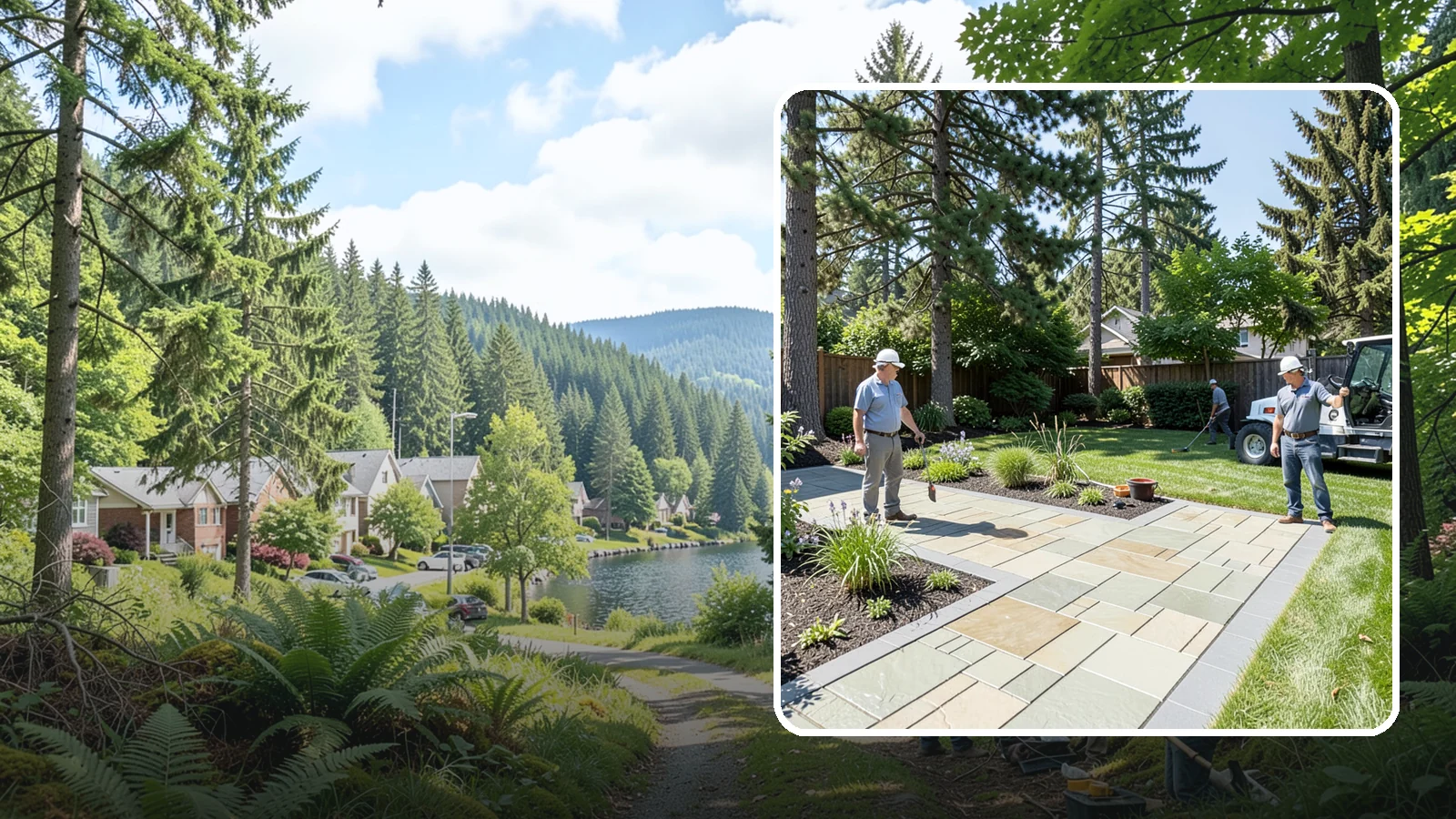 Decorative Concrete in Lake Forest Park, King County, WA - We transform plain gray slabs into custom decorative concrete surfaces sealed to withstand constant Northwest moisture.