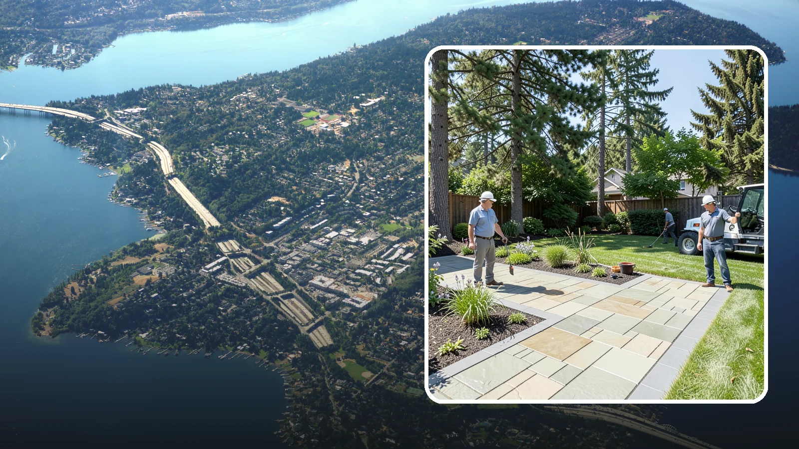 Decorative Concrete in Mercer Island, King County, WA - We transform plain gray slabs into custom decorative concrete surfaces sealed to withstand constant Northwest moisture.