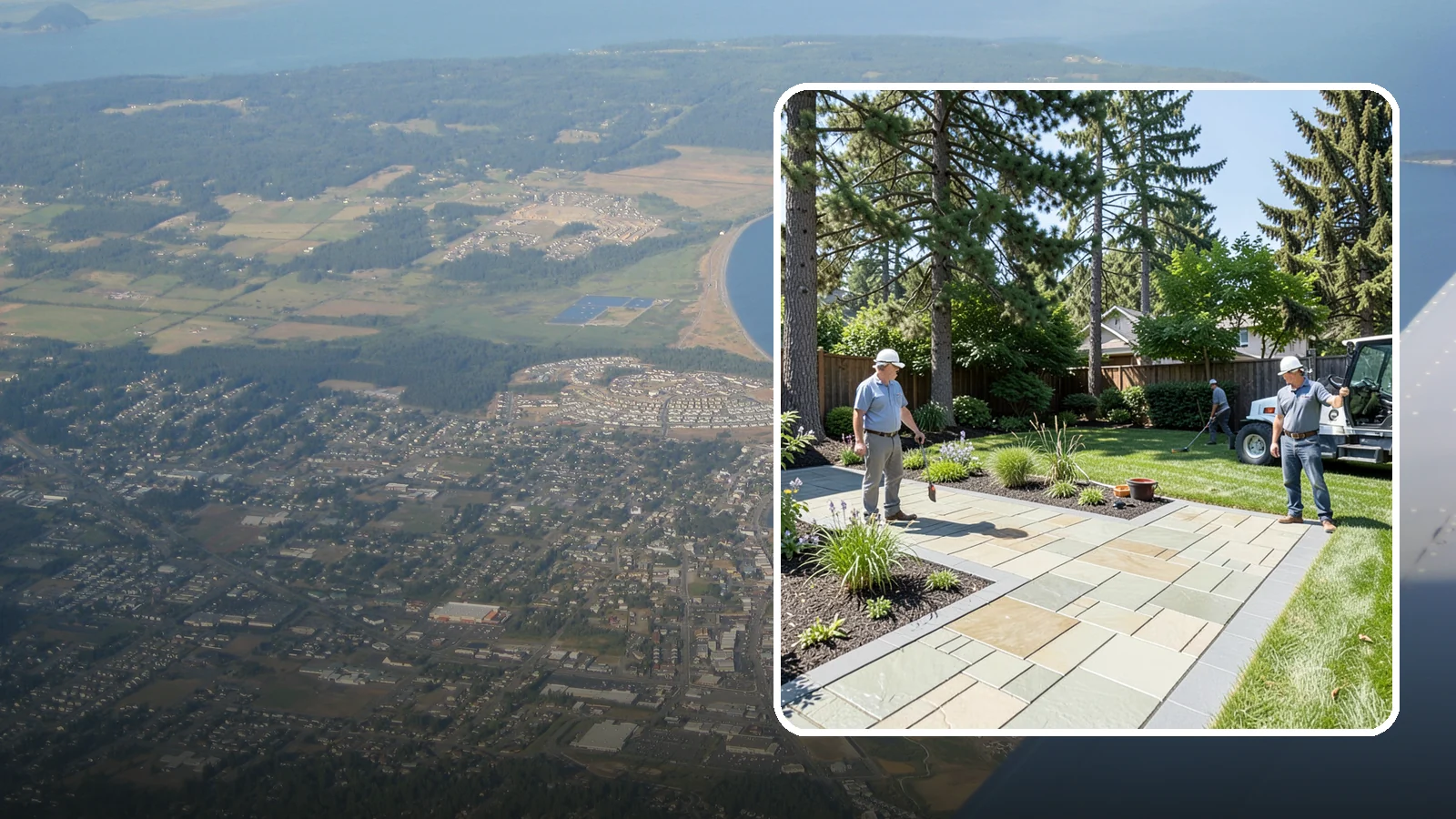 Decorative Concrete in Oak Harbor, Island County, WA - We transform plain gray slabs into custom decorative concrete surfaces sealed to withstand constant Northwest moisture.
