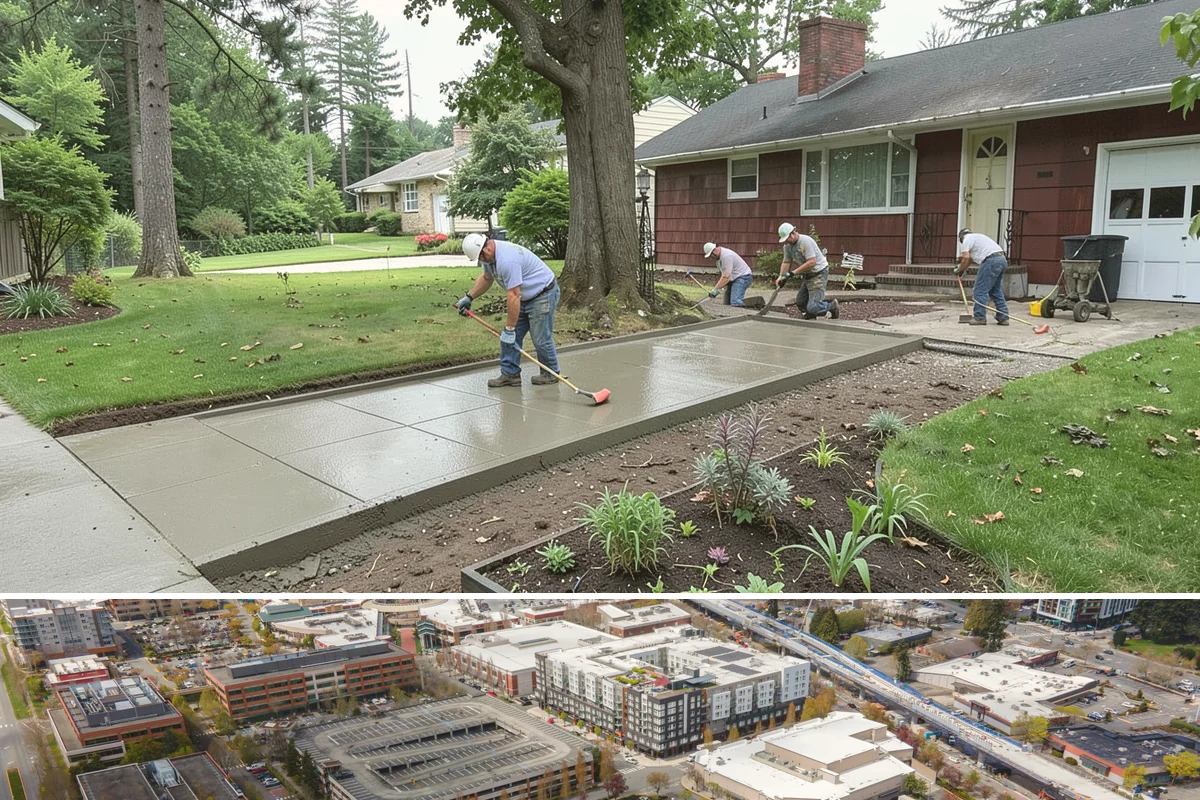 Decorative Concrete in Redmond, King County, WA - Warm, dry conditions in summer produce the best color development and sealer bonding, since damp or cold weather interferes with...