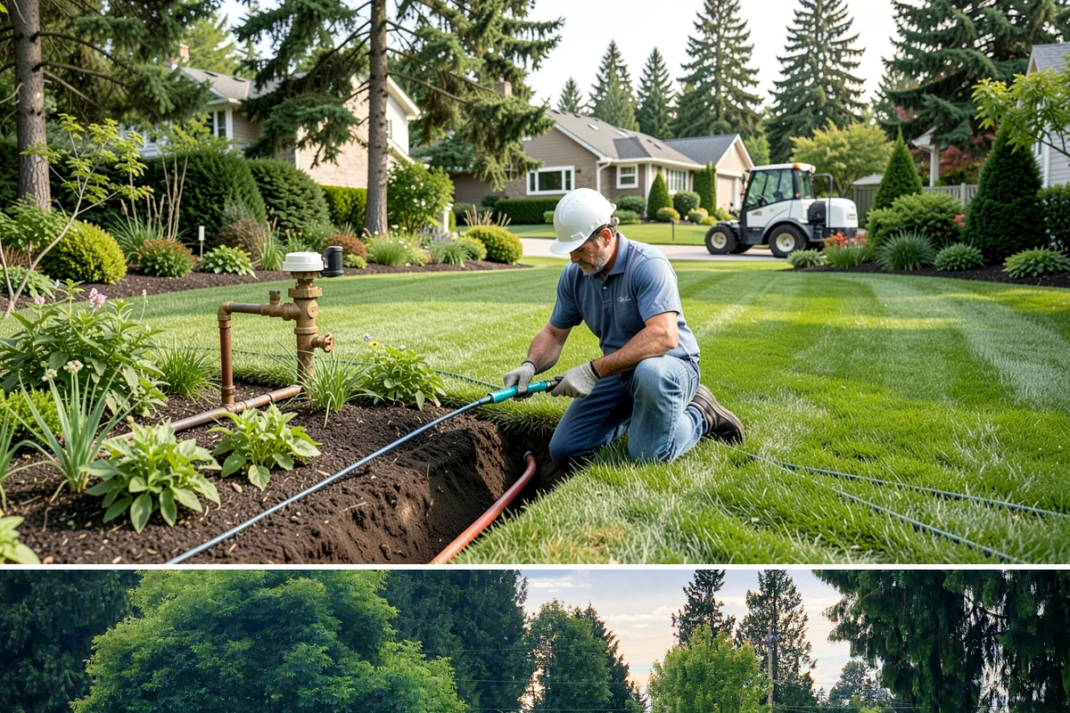 Decorative Mulch Installation in Bonney Lake, Pierce County, WA - Spring installation showcases color through the growing season, while cool, damp PNW weather helps freshly dyed mulch set without...