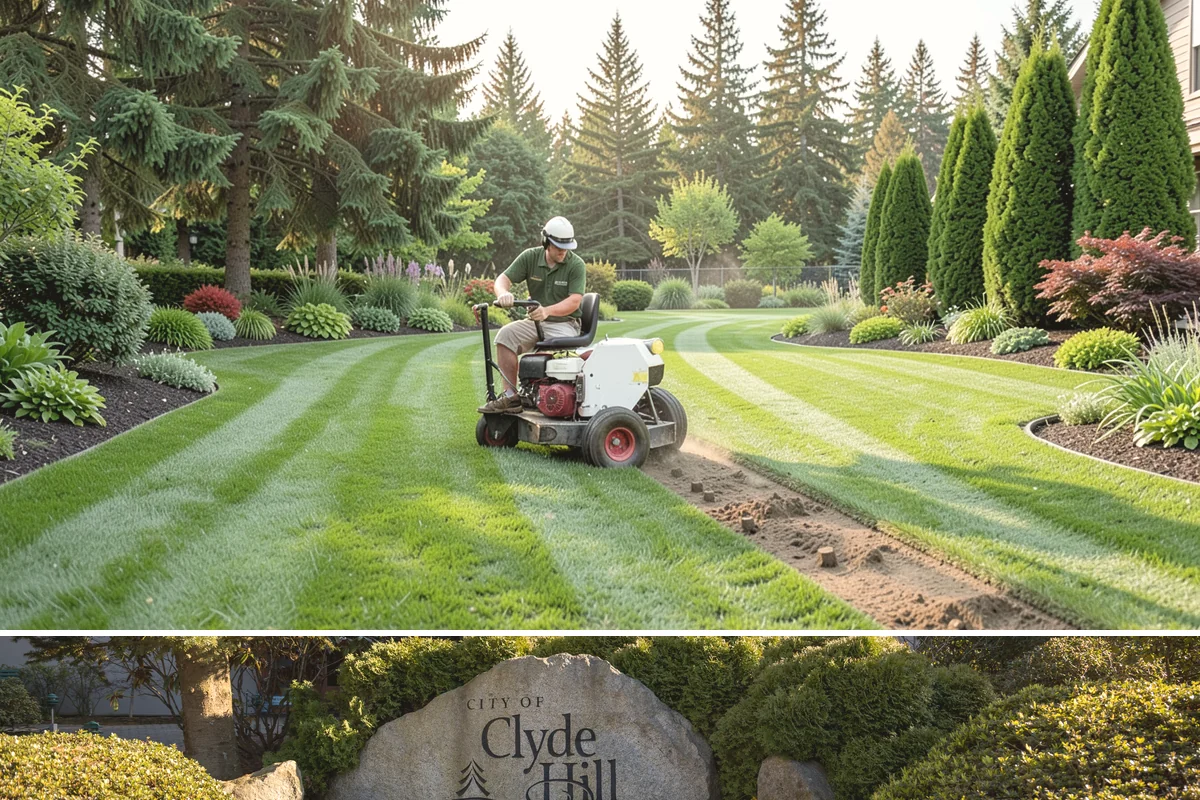 Decorative Mulch Installation in Clyde Hill, King County, WA - Spring installation showcases color through the growing season, while cool, damp PNW weather helps freshly dyed mulch set without...