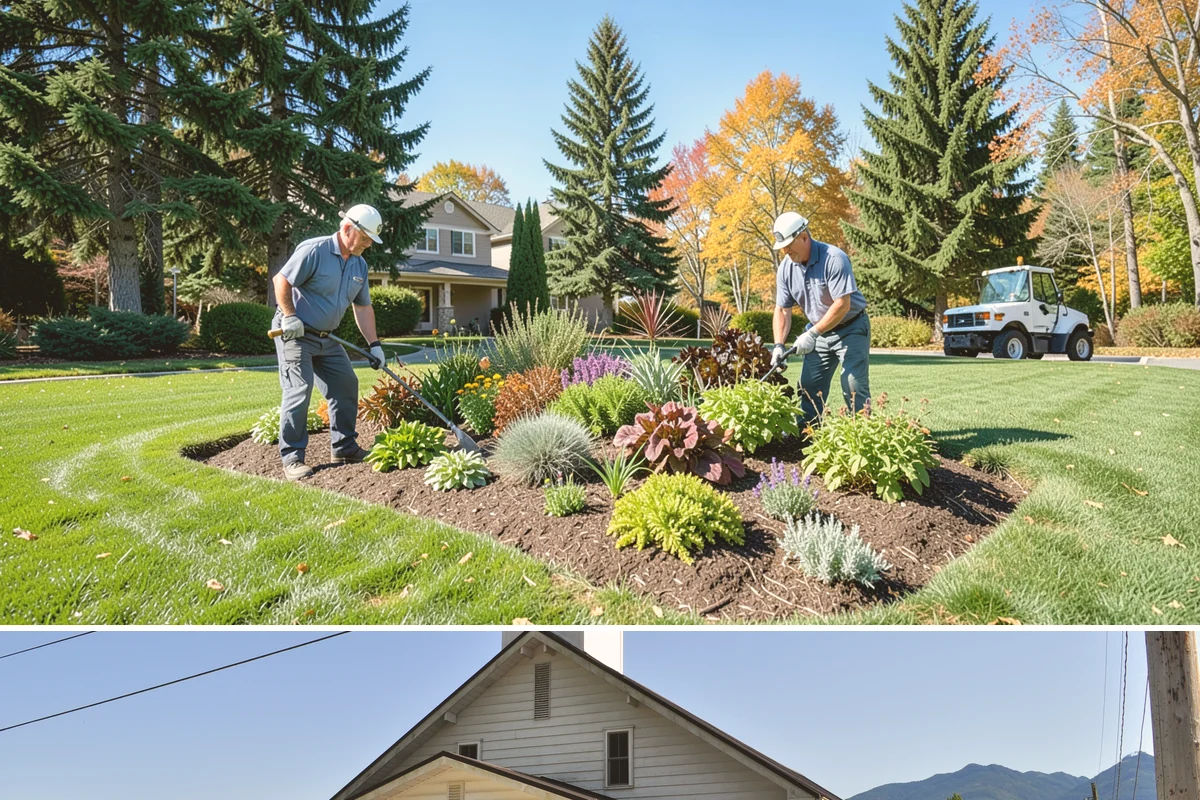 Decorative Mulch Installation in Concrete, Skagit County, WA - Spring installation showcases color through the growing season, while cool, damp PNW weather helps freshly dyed mulch set without...