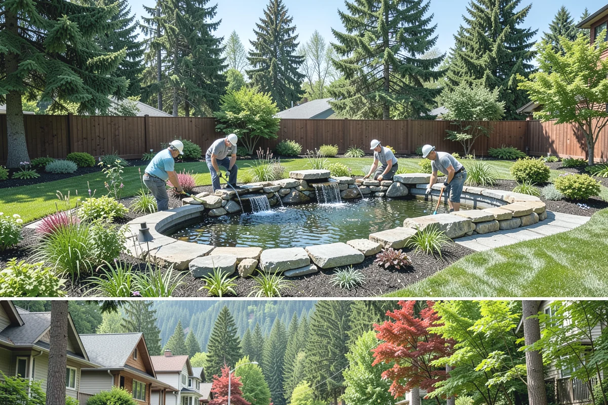 Decorative Mulch Installation in Darrington, Snohomish County, WA - Spring installation showcases color through the growing season, while cool, damp PNW weather helps freshly dyed mulch set without...