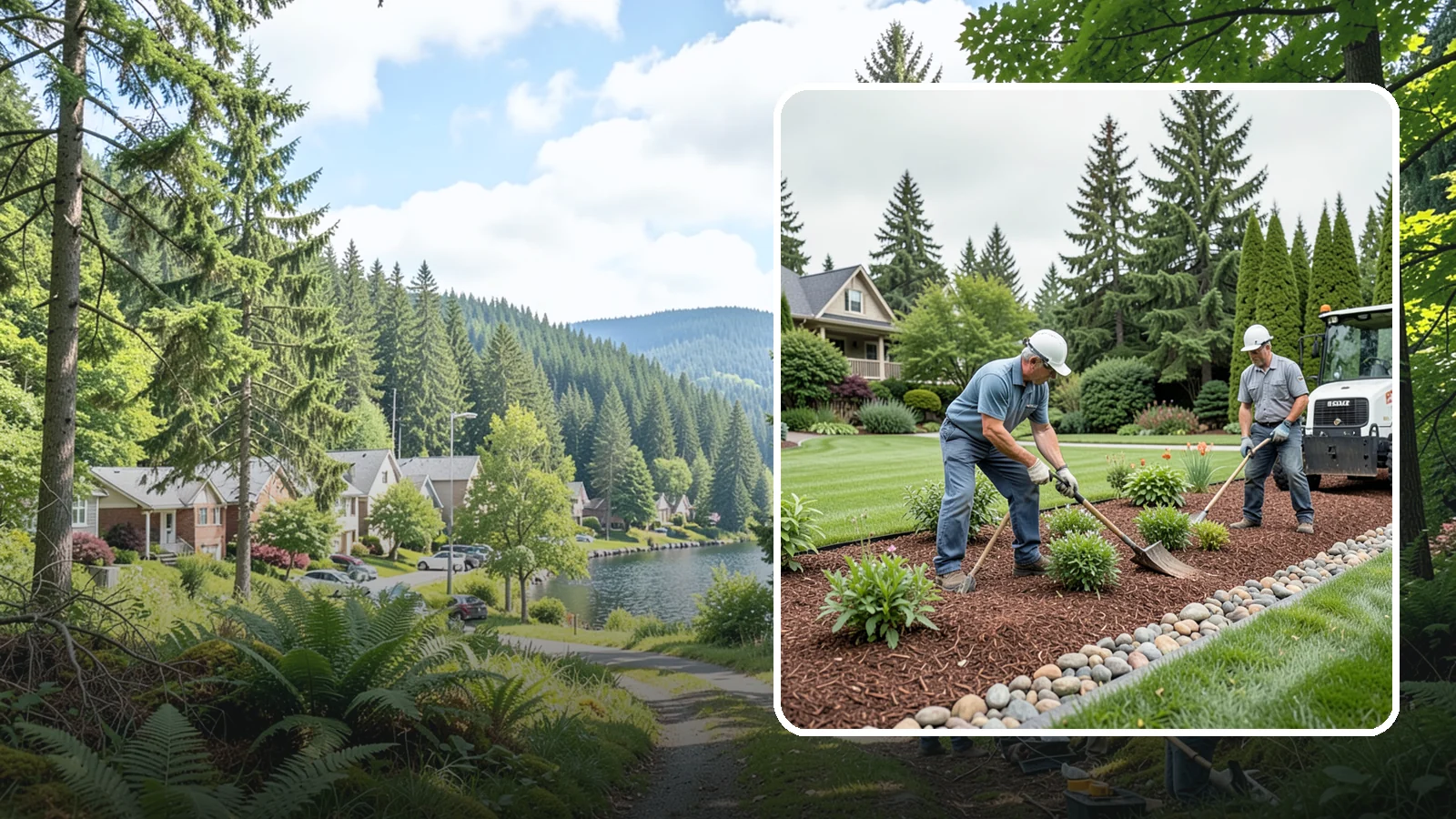 Decorative Mulch Installation in Lake Forest Park, King County, WA - Premium colored or specialty mulch installed to give beds a designer, high-contrast finish.