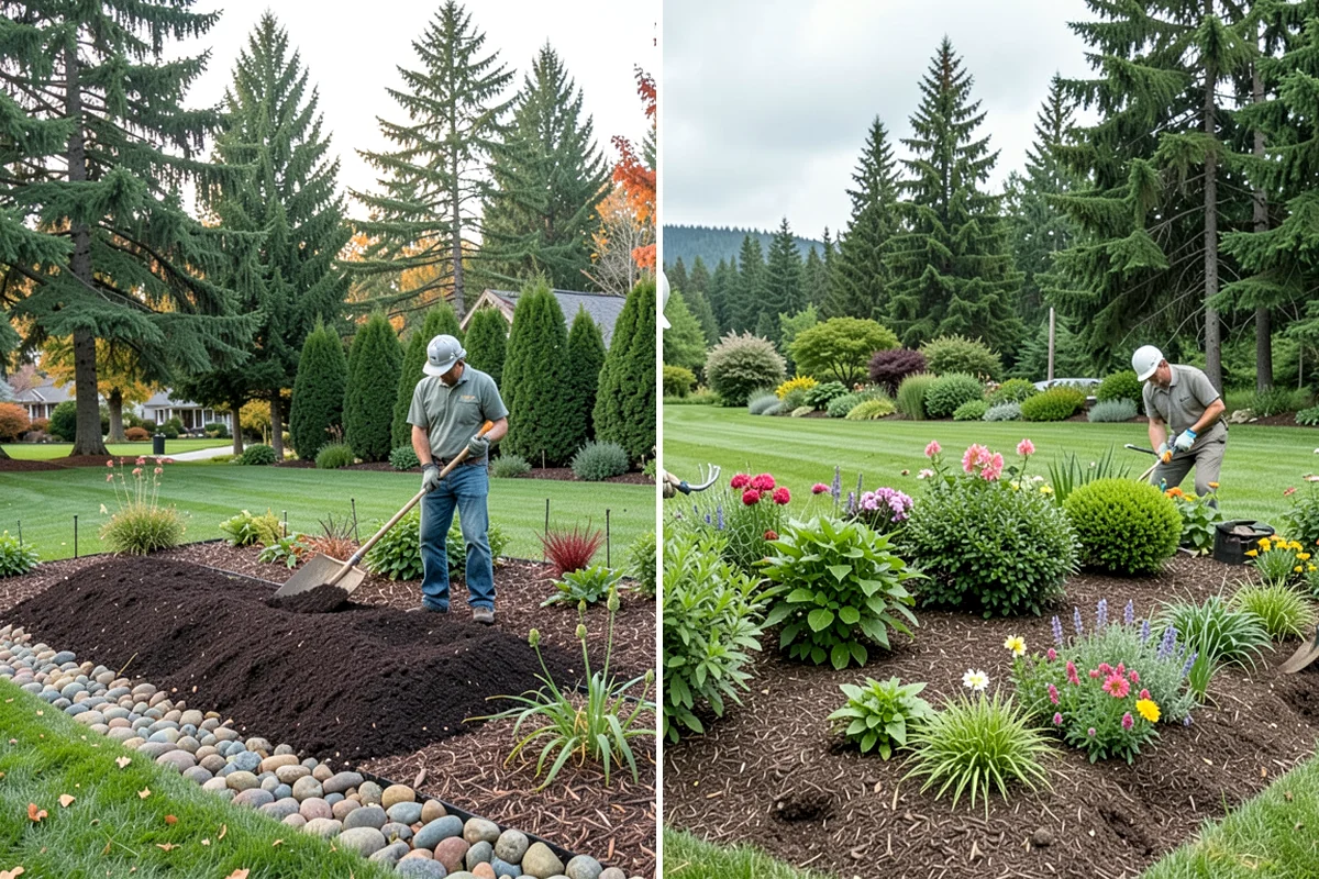 Decorative Mulch Installation in Seattle, King County, WA - Clear and edge the beds to a crisp, defined line