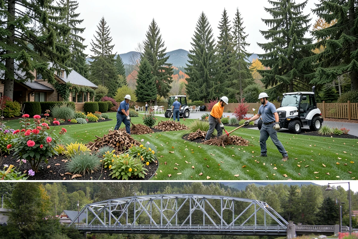 Decorative Mulch Installation in Skykomish, King County, WA - Spring installation showcases color through the growing season, while cool, damp PNW weather helps freshly dyed mulch set without...