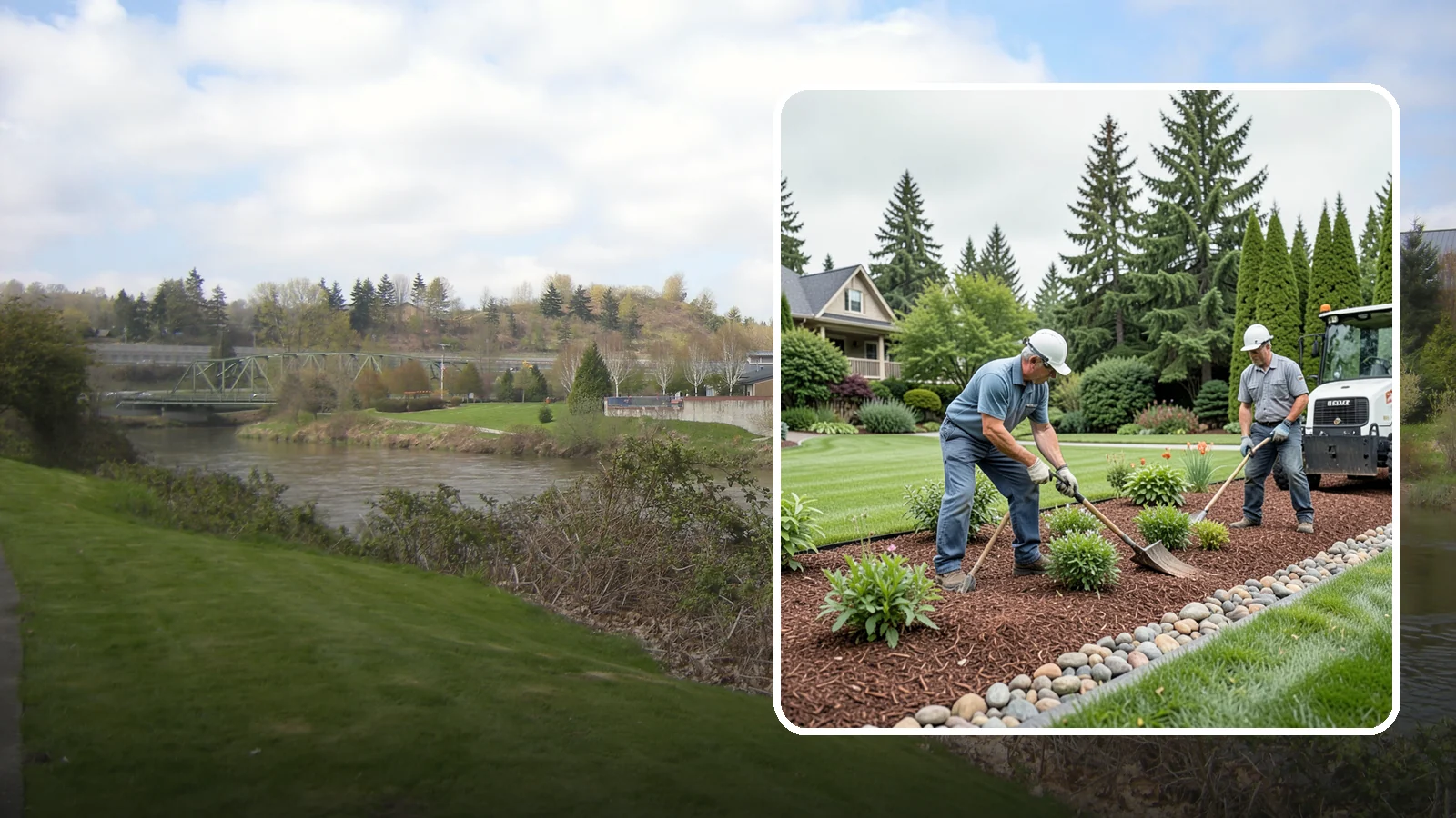 Decorative Mulch Installation in Tukwila, King County, WA - Premium colored or specialty mulch installed to give beds a designer, high-contrast finish.