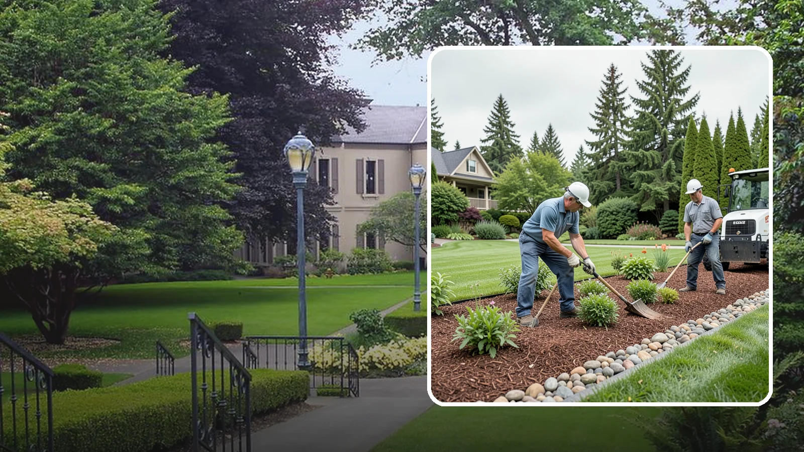 Decorative Mulch Installation in Woodinville, King County, WA - Premium colored or specialty mulch installed to give beds a designer, high-contrast finish.