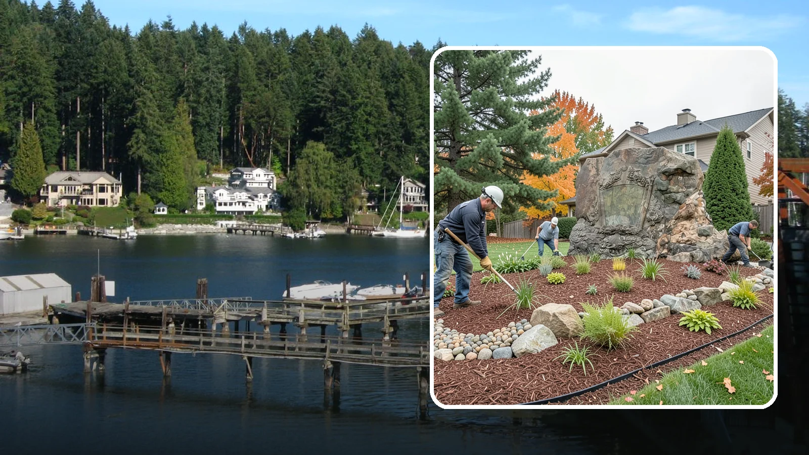 Decorative Rock Installation in Gig Harbor, Pierce County, WA - Ornamental rock and decorative gravel installed for low-maintenance beds, borders, and accents.