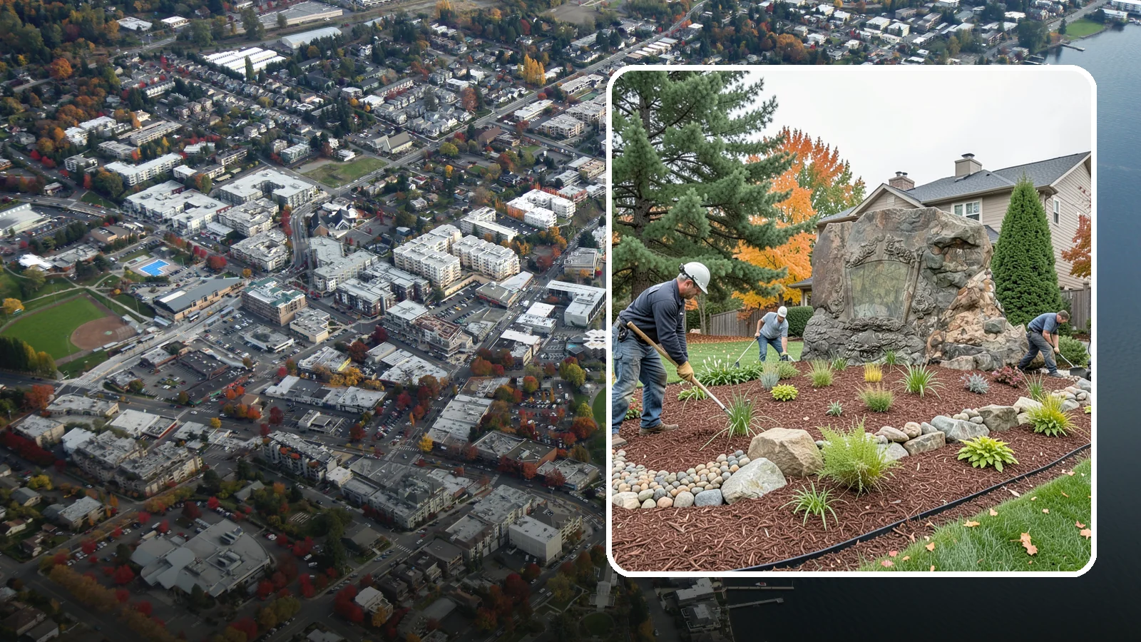 Decorative Rock Installation in Kirkland, King County, WA - Ornamental rock and decorative gravel installed for low-maintenance beds, borders, and accents.