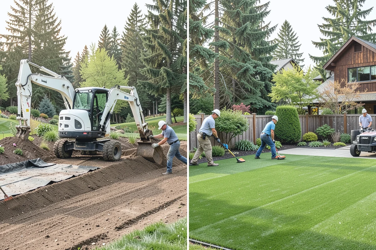 Decorative Rock Installation in Woodinville, King County, WA - Define and excavate the area