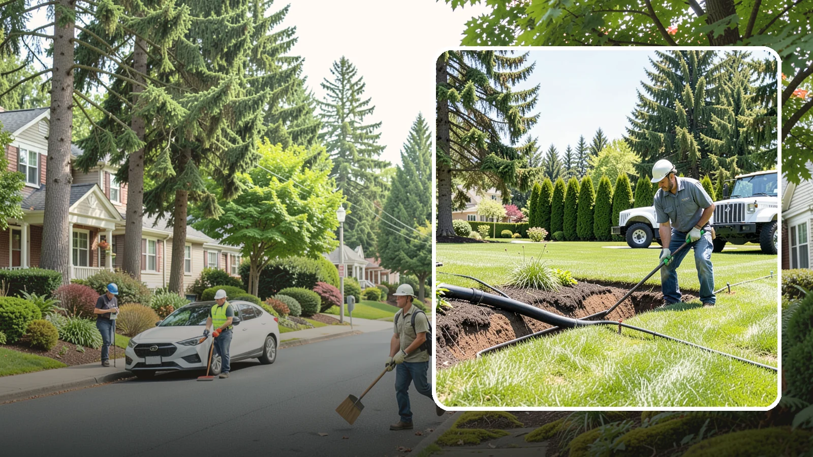 Downspout Burial in Beaux Arts Village, King County, WA - We bury and pipe your downspout discharge underground, carrying roof runoff well away from the foundation to a safe outlet.