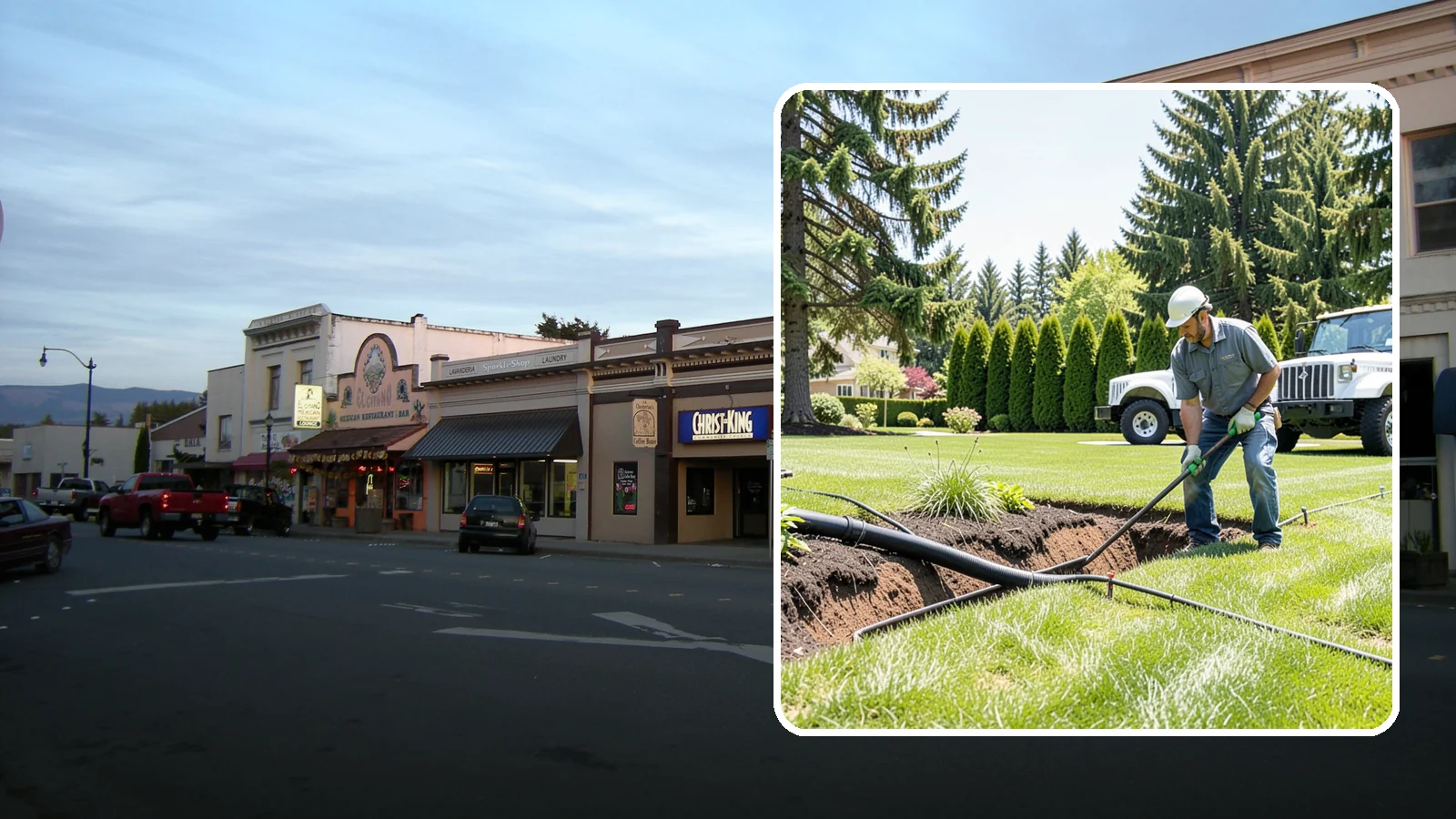 Downspout Burial in Burlington, Skagit County, WA - We bury and pipe your downspout discharge underground, carrying roof runoff well away from the foundation to a safe outlet.