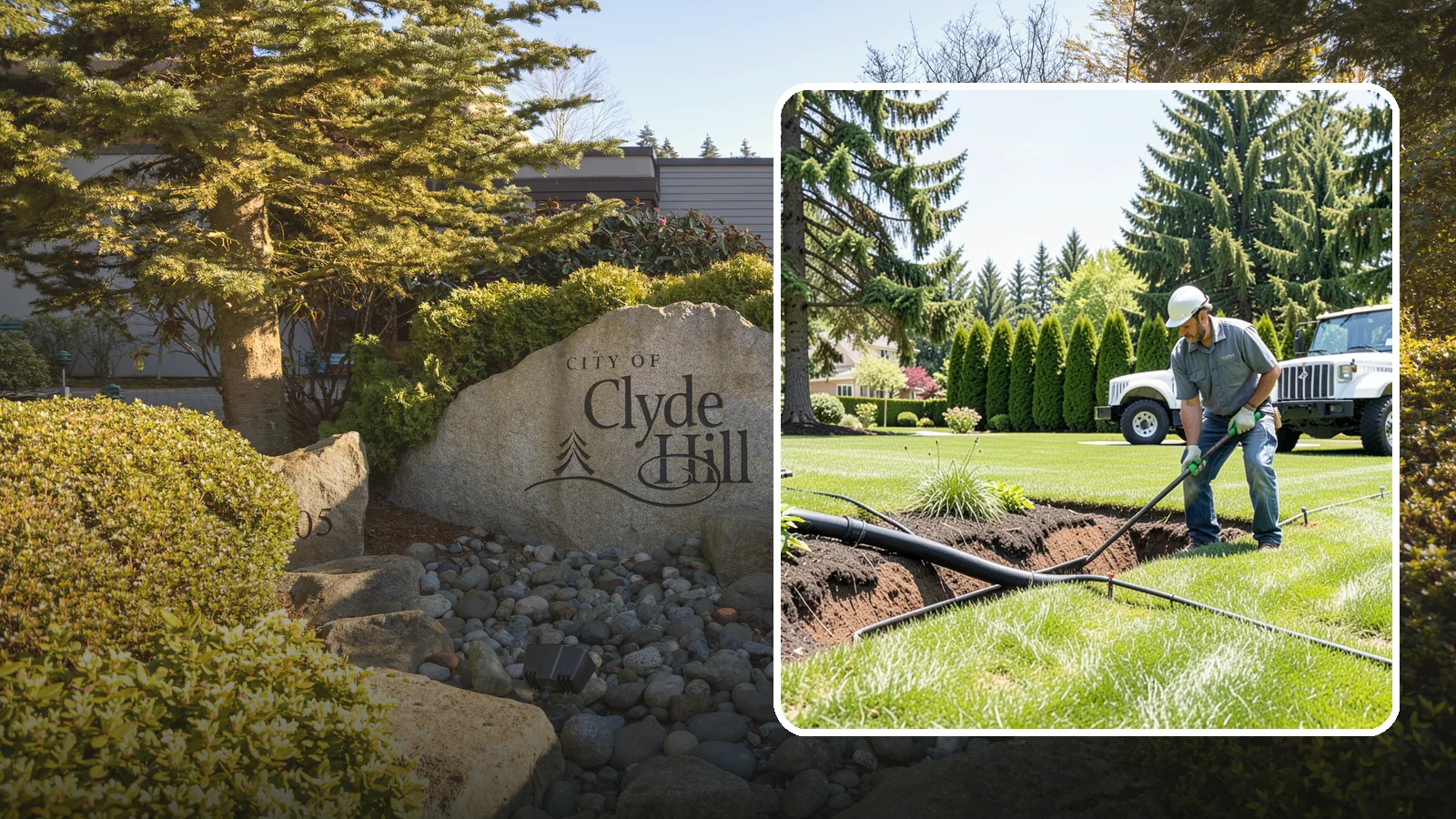 Downspout Burial in Clyde Hill, King County, WA - We bury and pipe your downspout discharge underground, carrying roof runoff well away from the foundation to a safe outlet.