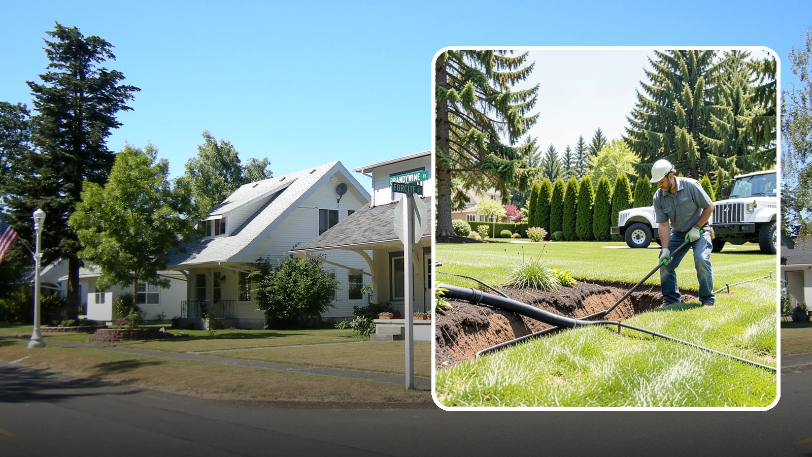 Downspout Burial in DuPont, Pierce County, WA - We bury and pipe your downspout discharge underground, carrying roof runoff well away from the foundation to a safe outlet.