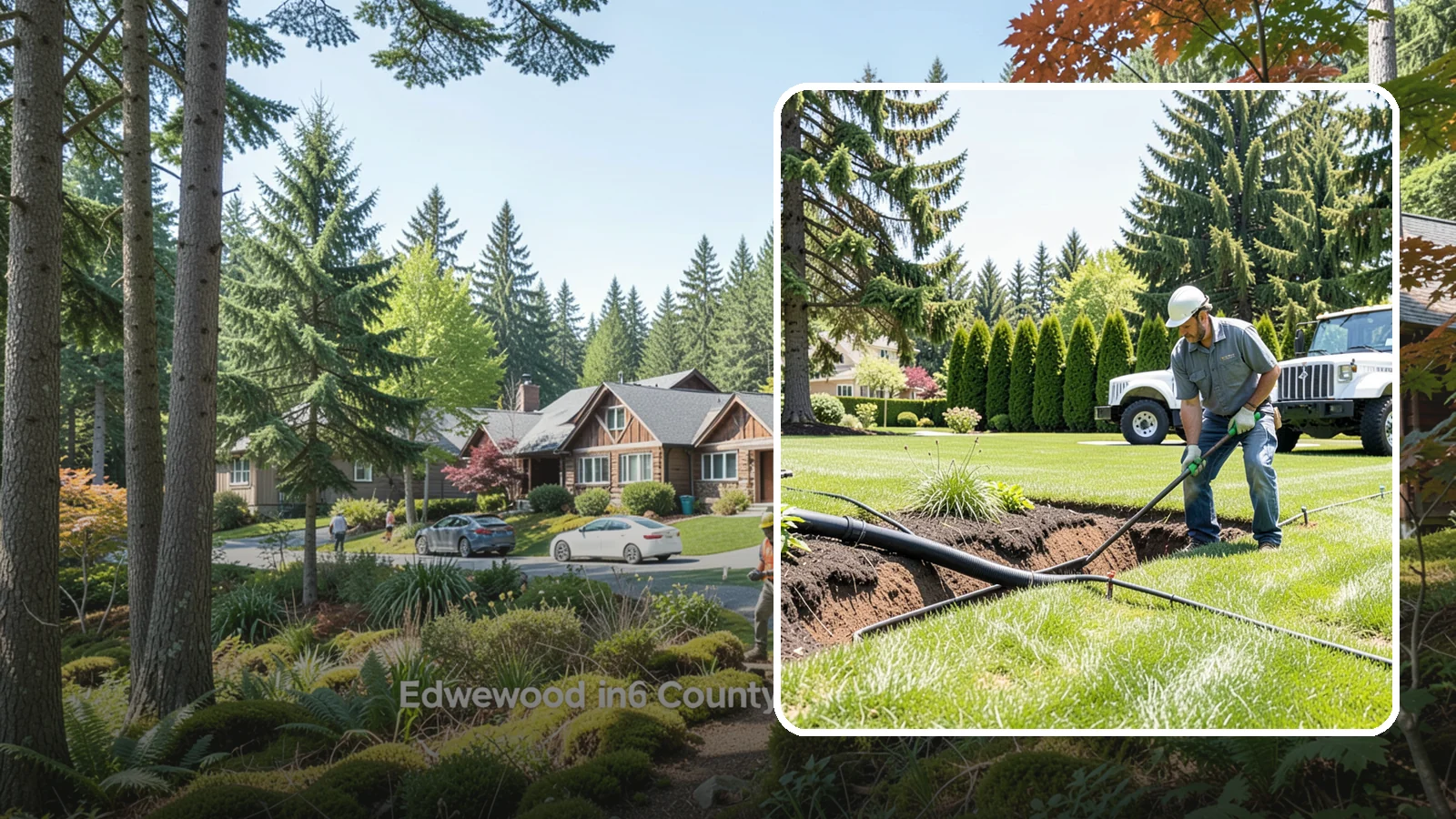 Downspout Burial in Edgewood, Pierce County, WA - We bury and pipe your downspout discharge underground, carrying roof runoff well away from the foundation to a safe outlet.