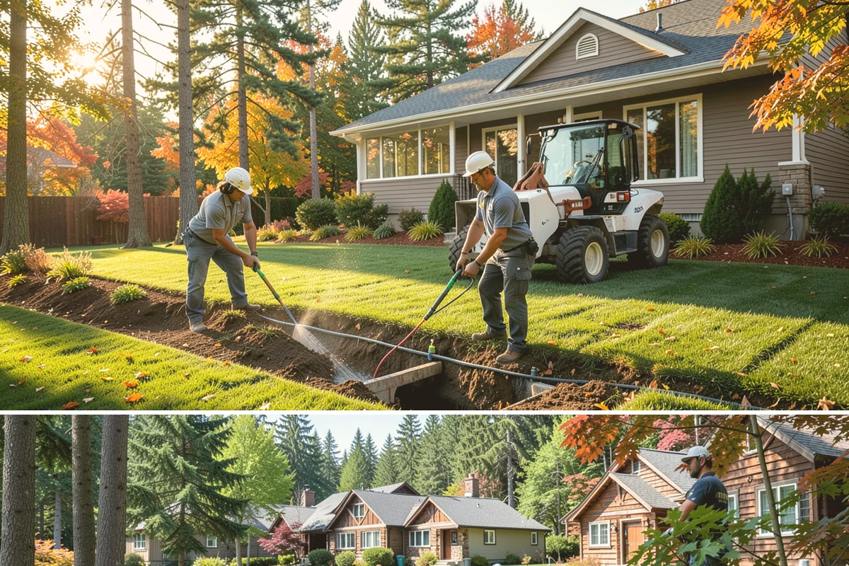 Downspout Burial in Edgewood, Pierce County, WA - Can be installed year-round, though drier summer soils make trenching and surface restoration quicker and cleaner.