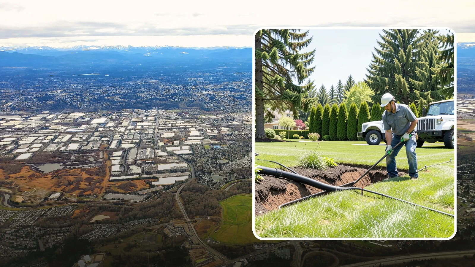 Downspout Burial in Kent, King County, WA - We bury and pipe your downspout discharge underground, carrying roof runoff well away from the foundation to a safe outlet.