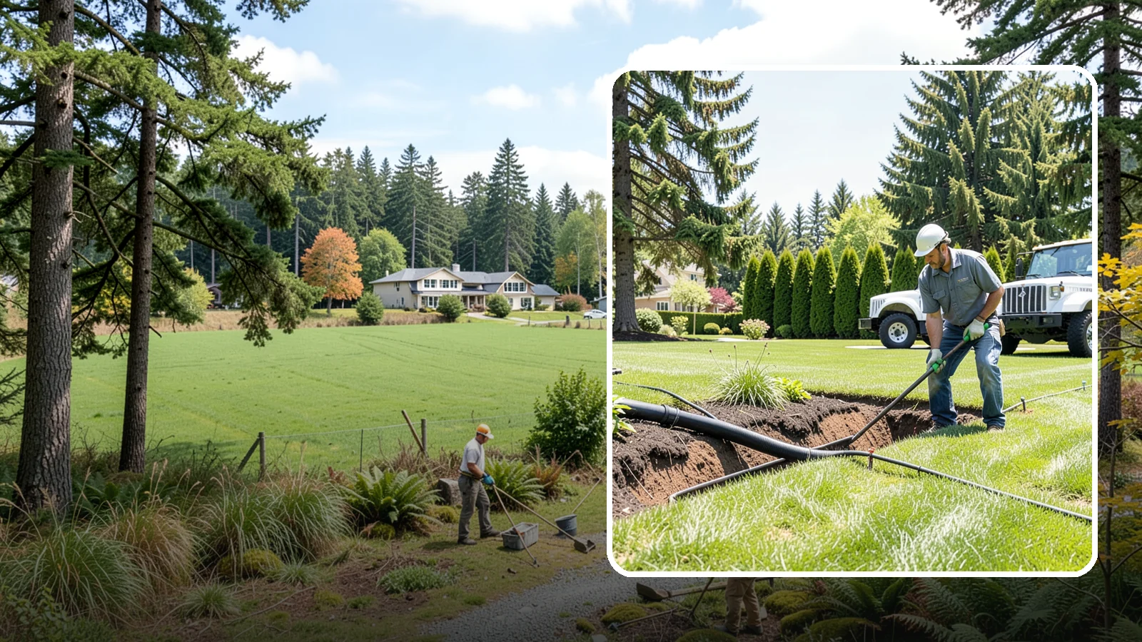 Downspout Burial in Lyman, Skagit County, WA - We bury and pipe your downspout discharge underground, carrying roof runoff well away from the foundation to a safe outlet.