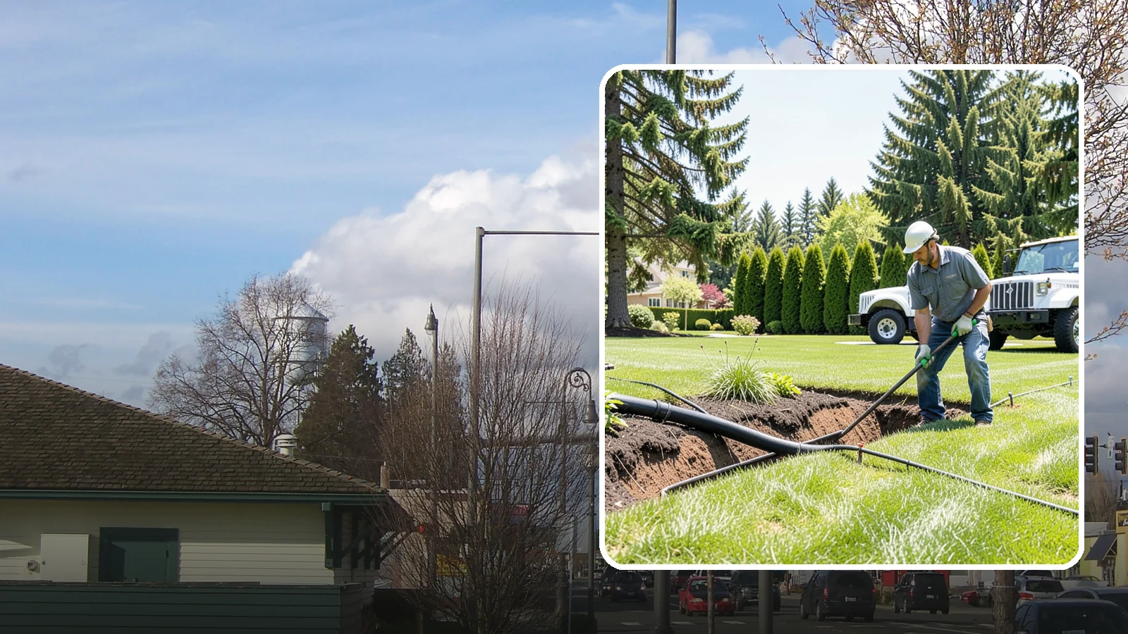 Downspout Burial in Marysville, Snohomish County, WA - We bury and pipe your downspout discharge underground, carrying roof runoff well away from the foundation to a safe outlet.