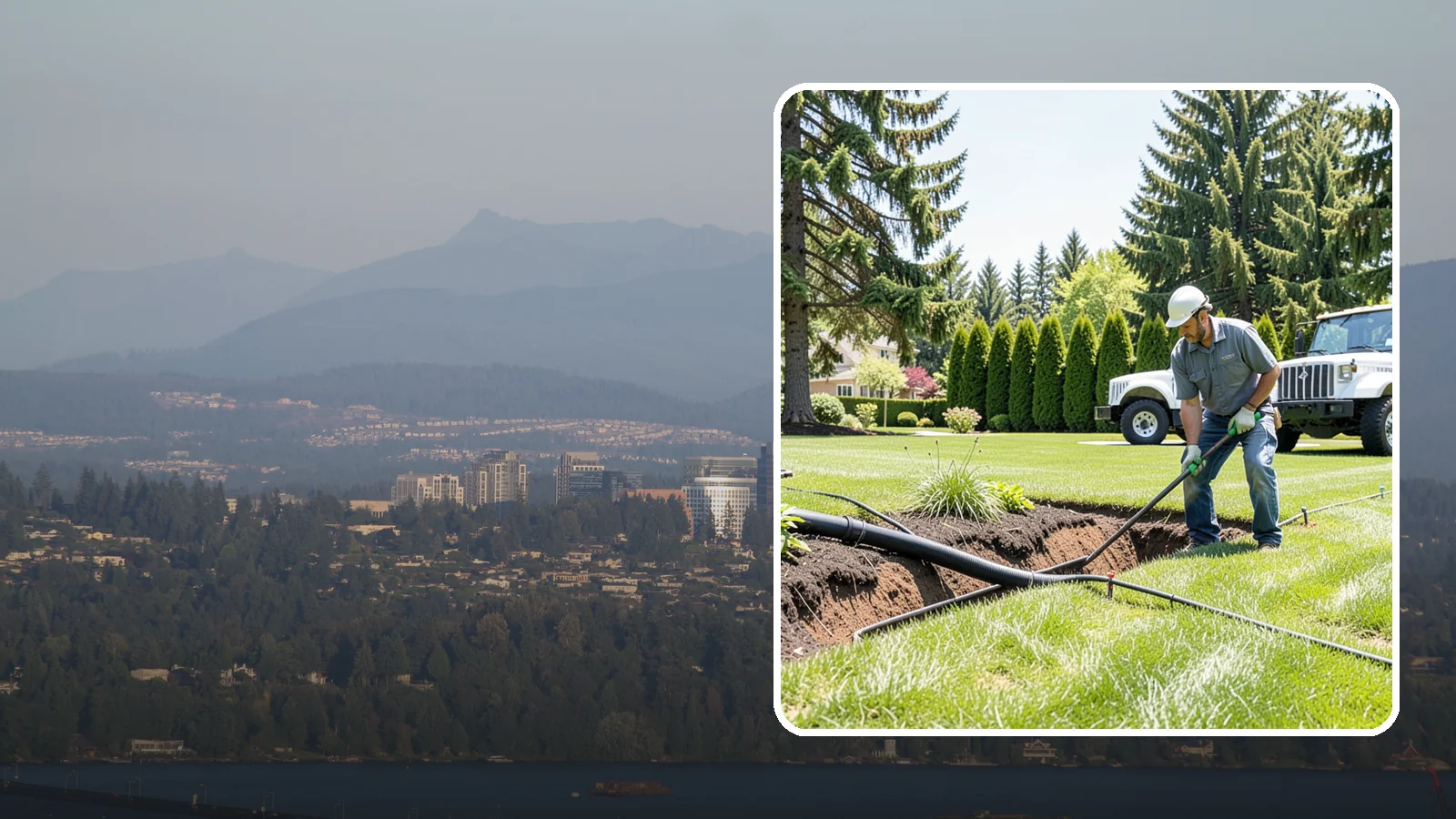 Downspout Burial in Medina, King County, WA - We bury and pipe your downspout discharge underground, carrying roof runoff well away from the foundation to a safe outlet.