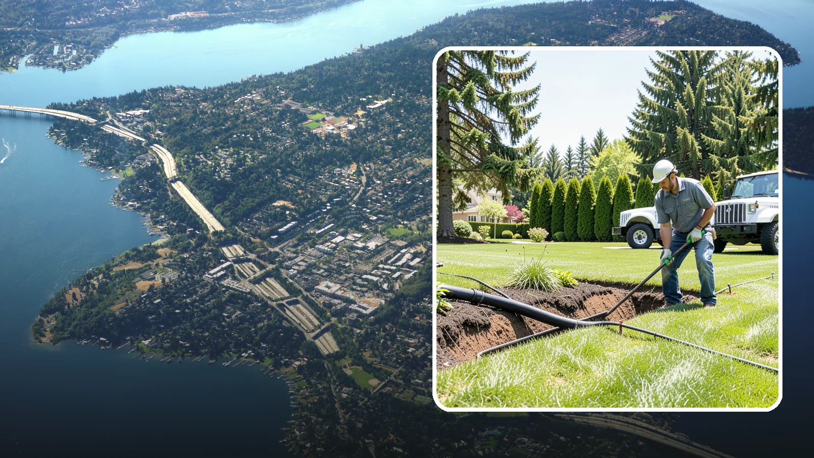Downspout Burial in Mercer Island, King County, WA - We bury and pipe your downspout discharge underground, carrying roof runoff well away from the foundation to a safe outlet.