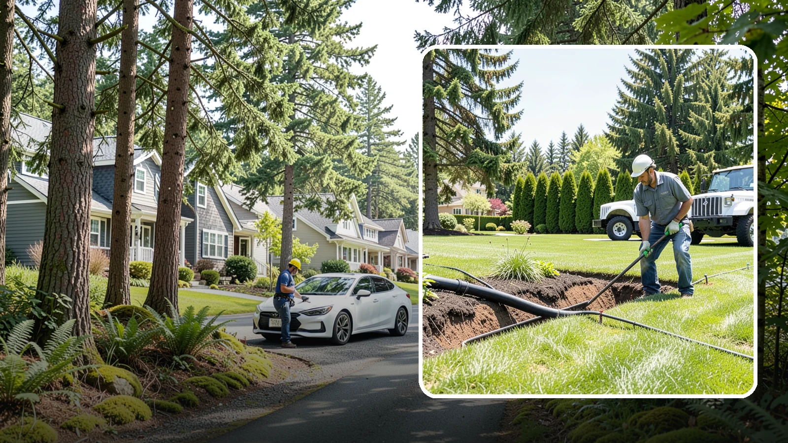Downspout Burial in Normandy Park, King County, WA - We bury and pipe your downspout discharge underground, carrying roof runoff well away from the foundation to a safe outlet.