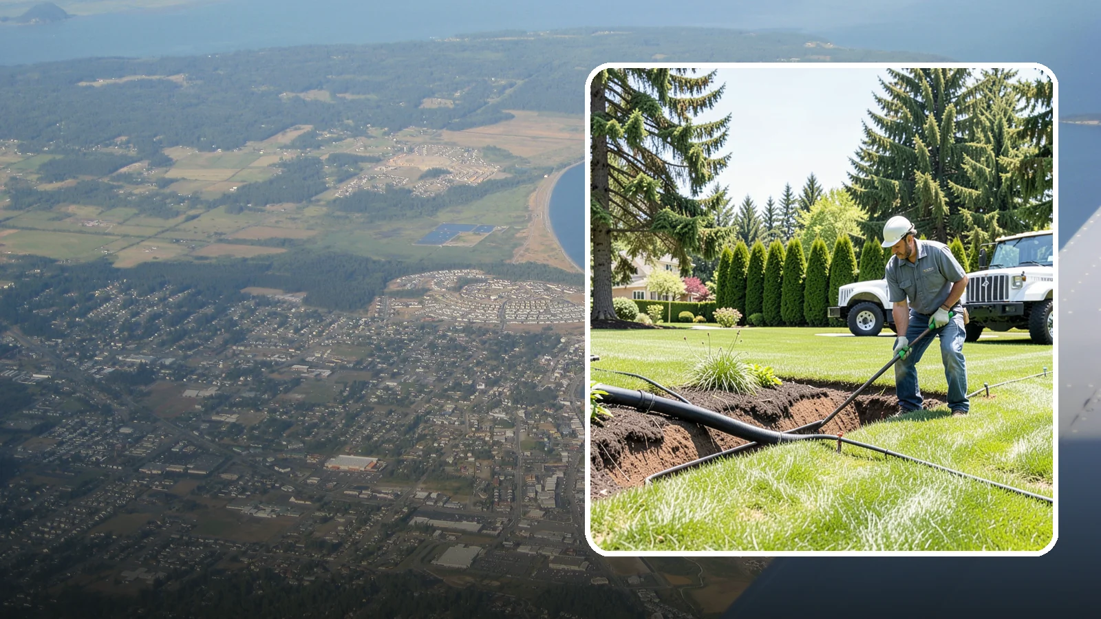 Downspout Burial in Oak Harbor, Island County, WA - We bury and pipe your downspout discharge underground, carrying roof runoff well away from the foundation to a safe outlet.