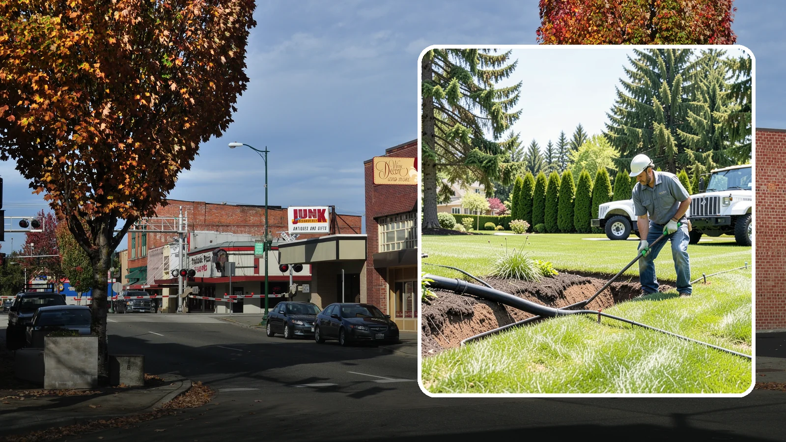 Downspout Burial in Puyallup, Pierce County, WA - We bury and pipe your downspout discharge underground, carrying roof runoff well away from the foundation to a safe outlet.