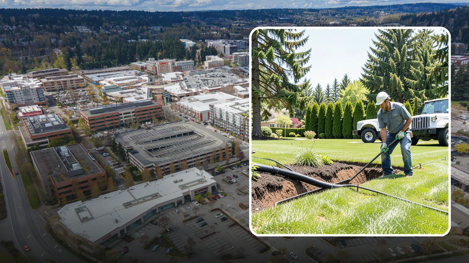 Downspout Burial in Redmond, King County, WA - We bury and pipe your downspout discharge underground, carrying roof runoff well away from the foundation to a safe outlet.