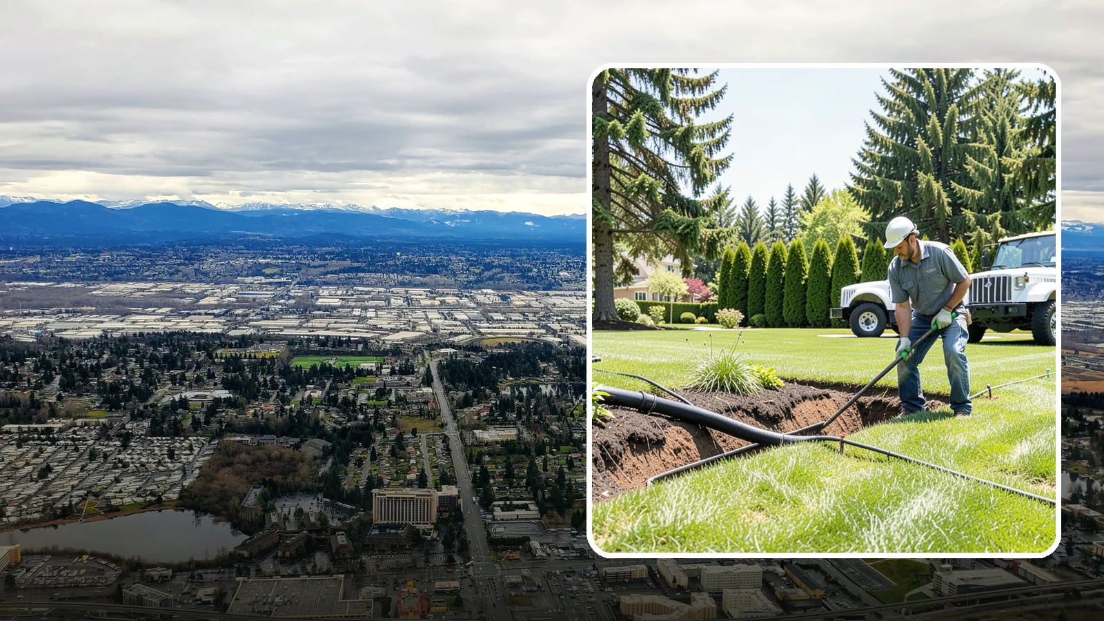Downspout Burial in SeaTac, King County, WA - We bury and pipe your downspout discharge underground, carrying roof runoff well away from the foundation to a safe outlet.