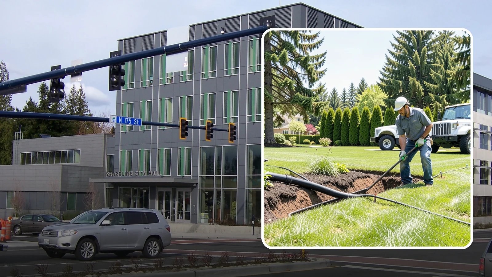 Downspout Burial in Shoreline, King County, WA - We bury and pipe your downspout discharge underground, carrying roof runoff well away from the foundation to a safe outlet.