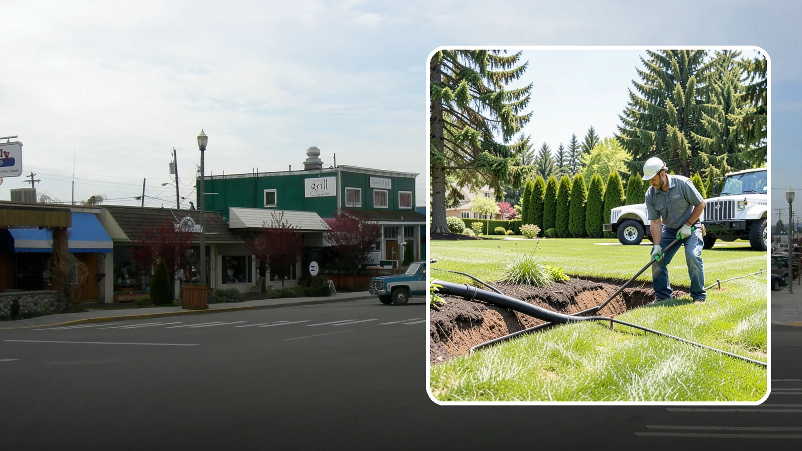 Downspout Burial in Stanwood, Snohomish County, WA - We bury and pipe your downspout discharge underground, carrying roof runoff well away from the foundation to a safe outlet.