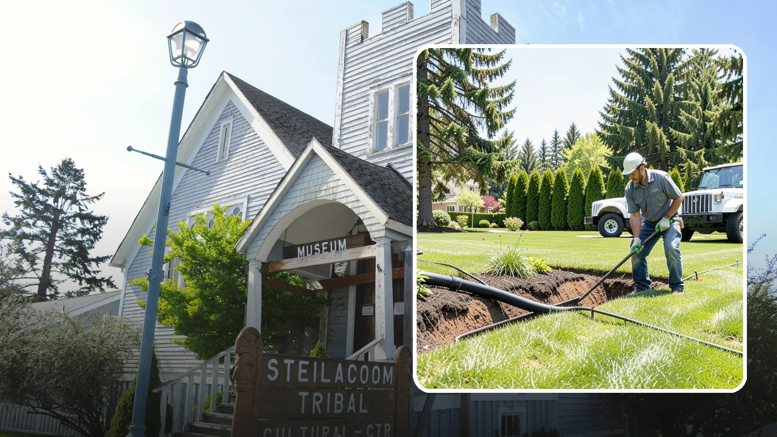 Downspout Burial in Steilacoom, Pierce County, WA - We bury and pipe your downspout discharge underground, carrying roof runoff well away from the foundation to a safe outlet.