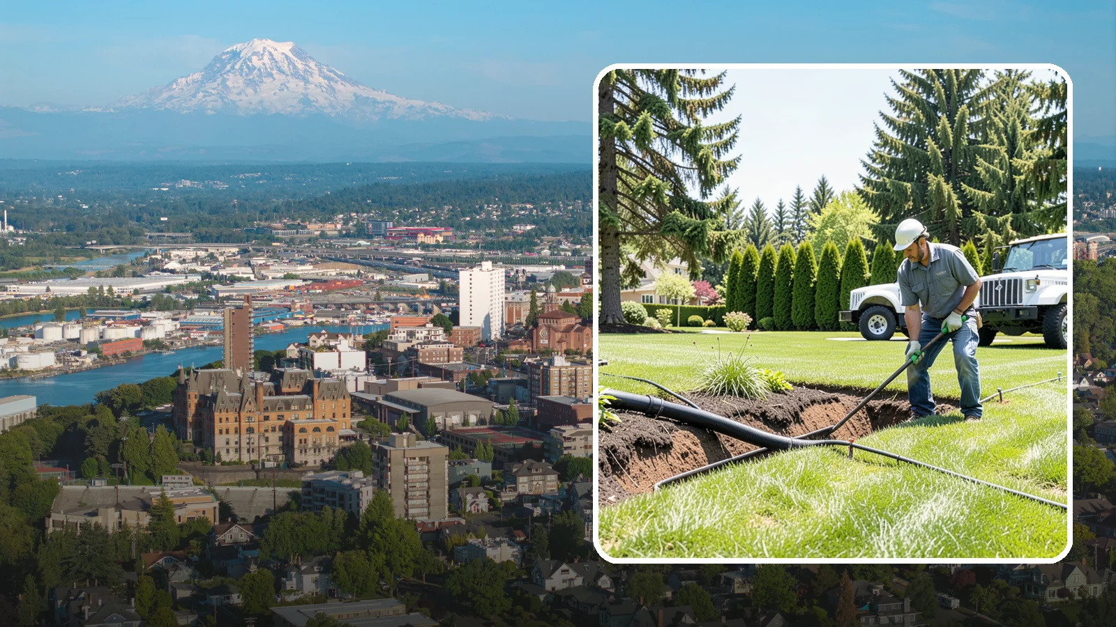 Downspout Burial in Tacoma, Pierce County, WA - We bury and pipe your downspout discharge underground, carrying roof runoff well away from the foundation to a safe outlet.
