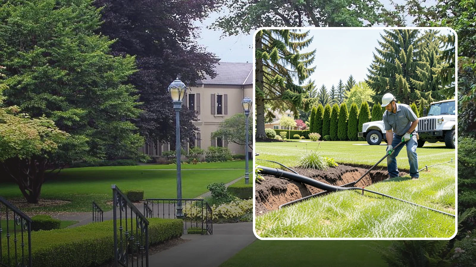Downspout Burial in Woodinville, King County, WA - We bury and pipe your downspout discharge underground, carrying roof runoff well away from the foundation to a safe outlet.