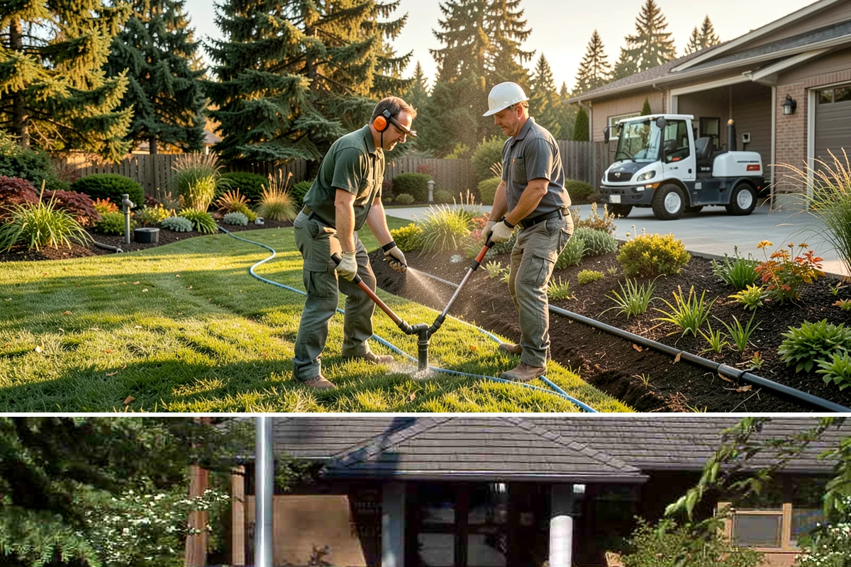 Downspout Burial in Yarrow Point, King County, WA - Can be installed year-round, though drier summer soils make trenching and surface restoration quicker and cleaner.